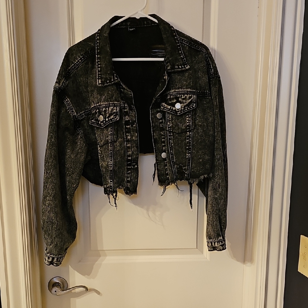 Black Denim Cropped Jacket